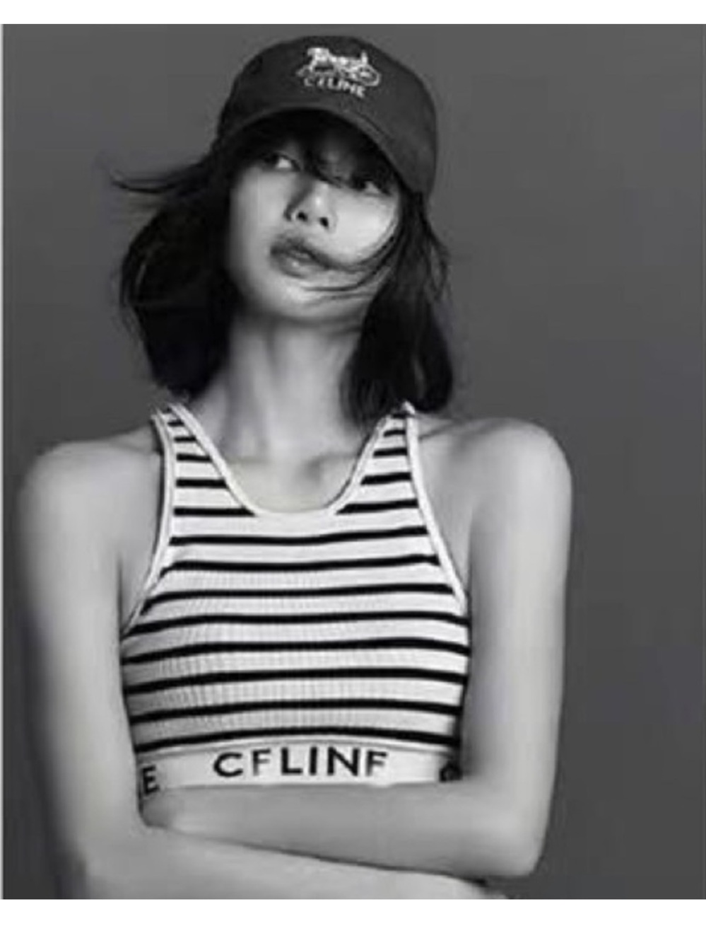 Celine Meshed Striped Sports Bra Crop Top